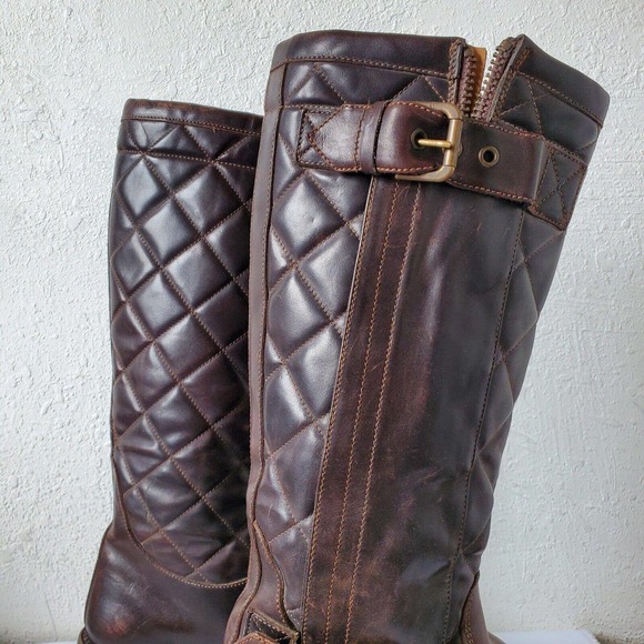 Ralph Lauren Quilted Brown Caruthers Leather Moto Boots Mens Sz 8.5D Italy Made main image 10